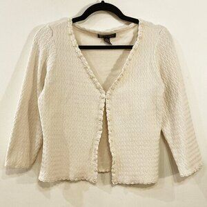 EUC Vintage Inc Silk Blend Beaded Cardigan Ecru Large